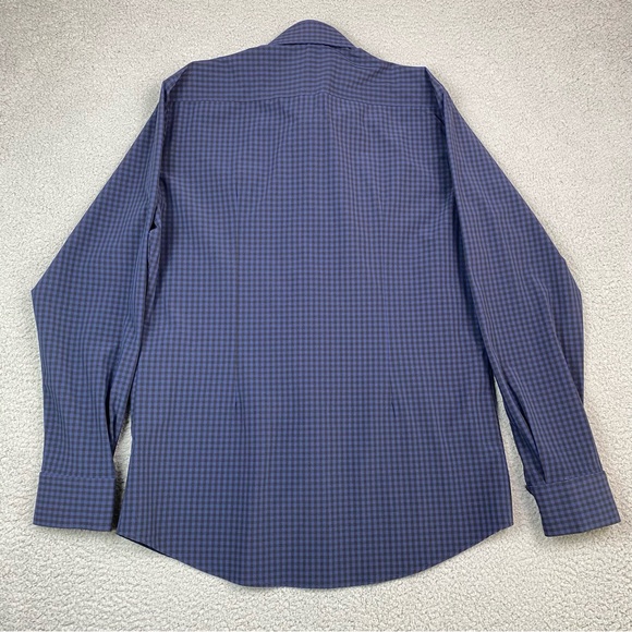 Mizzen + Main Men's Size L Trim Fit Stretch Blue Long Sleeve Button Up Shirt EUC - Picture 3 of 7